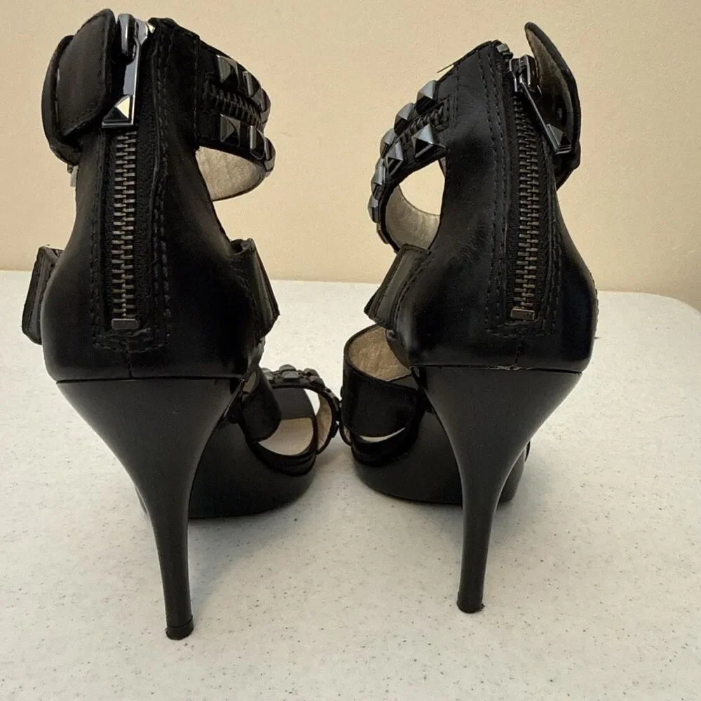 MICHAEL Michael Kors Rock N Roll Black Studded Stiletto Heels Size 8 M JL307